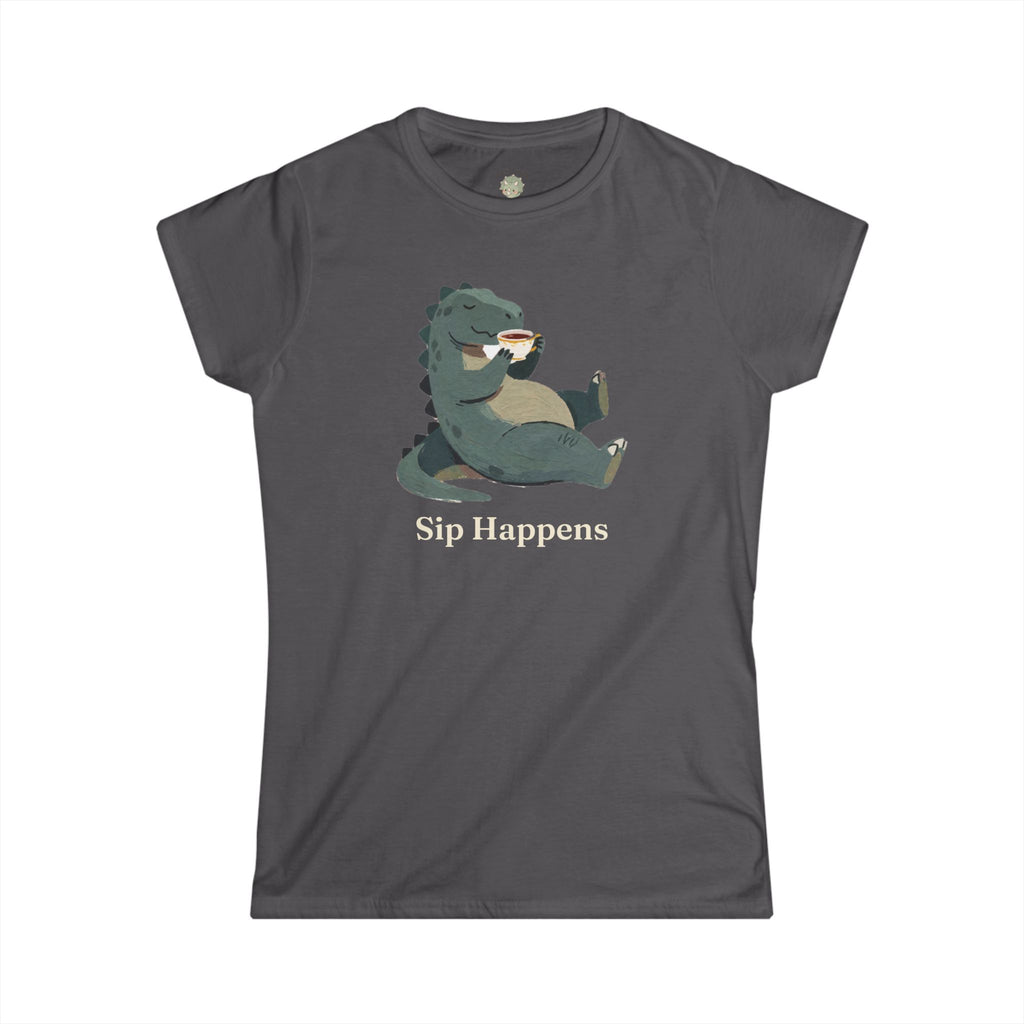 Sip Happens T-Shirt — Funny Dinosaur Coffee Tea Graphic Tee