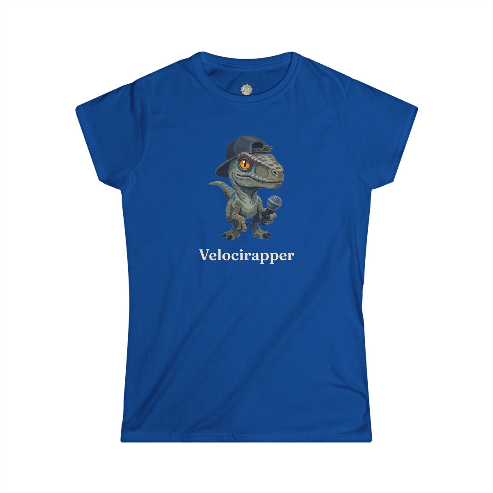 Women's Velocirapper T-Shirt — Funny Rapper Raptor Dinosaur Graphic Tee