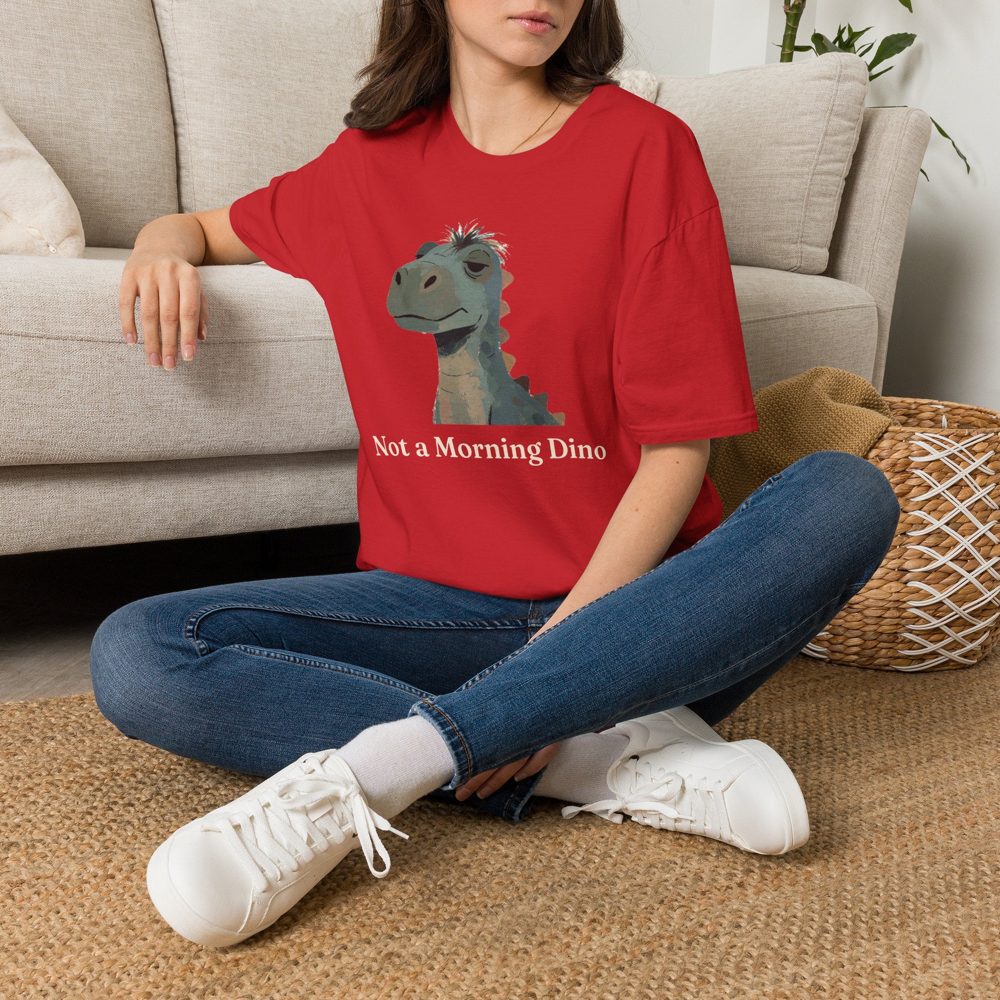 Not a Morning Dino T-Shirt — Funny Sleepy Dinosaur Graphic Tee