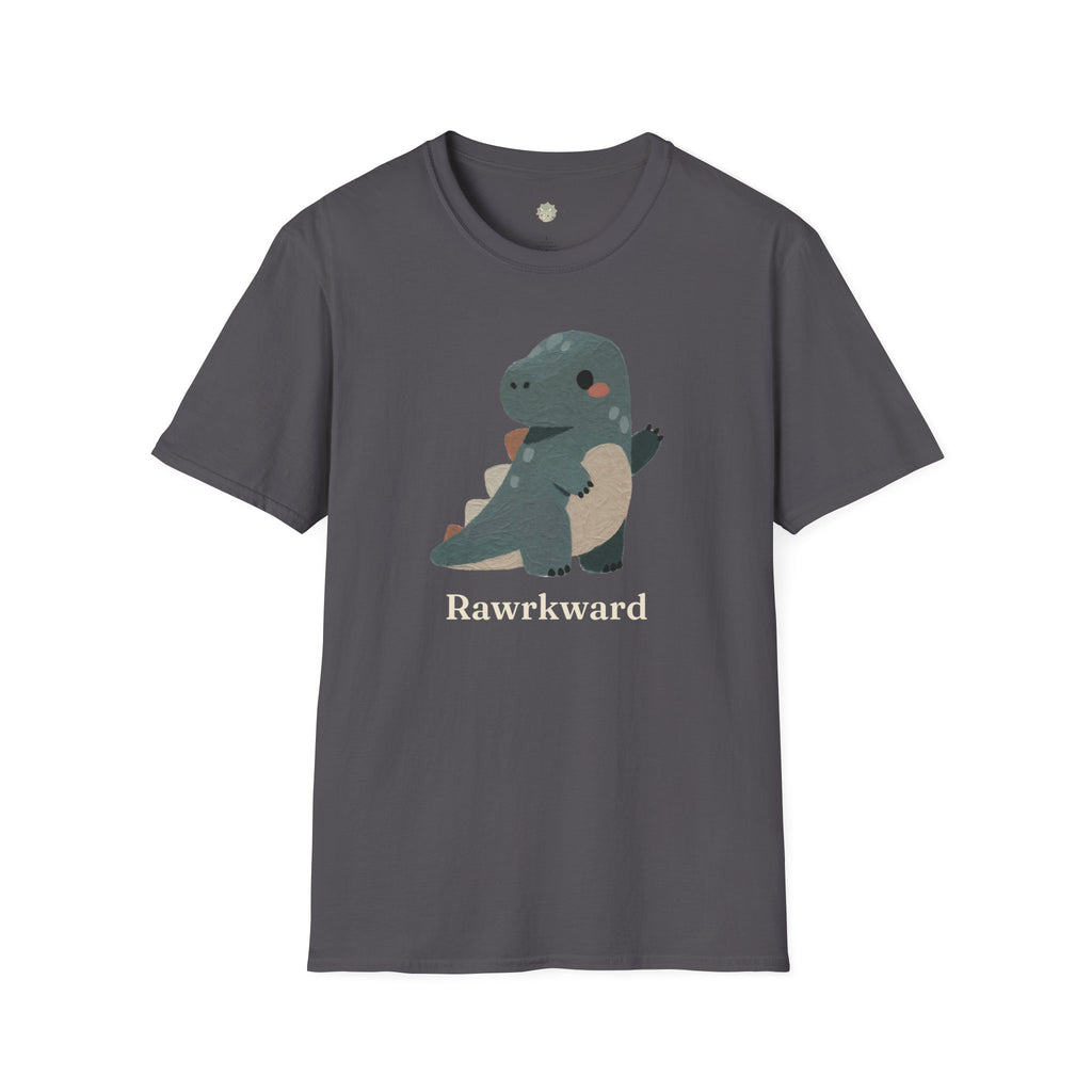 Rawrkward T-Shirt — Funny Awkward Shy Dinosaur Graphic Tee